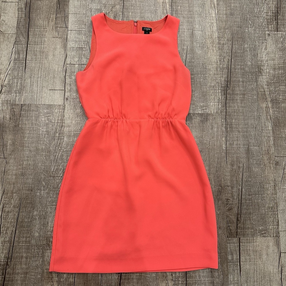 J.Crew Sleeveless Sheath Dress Coral Pink Lined Back Zip Women's Size‎ 4